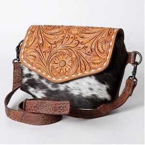 American Darling Crossbody Genuine Western Leather Women Bag with Floral Embroid